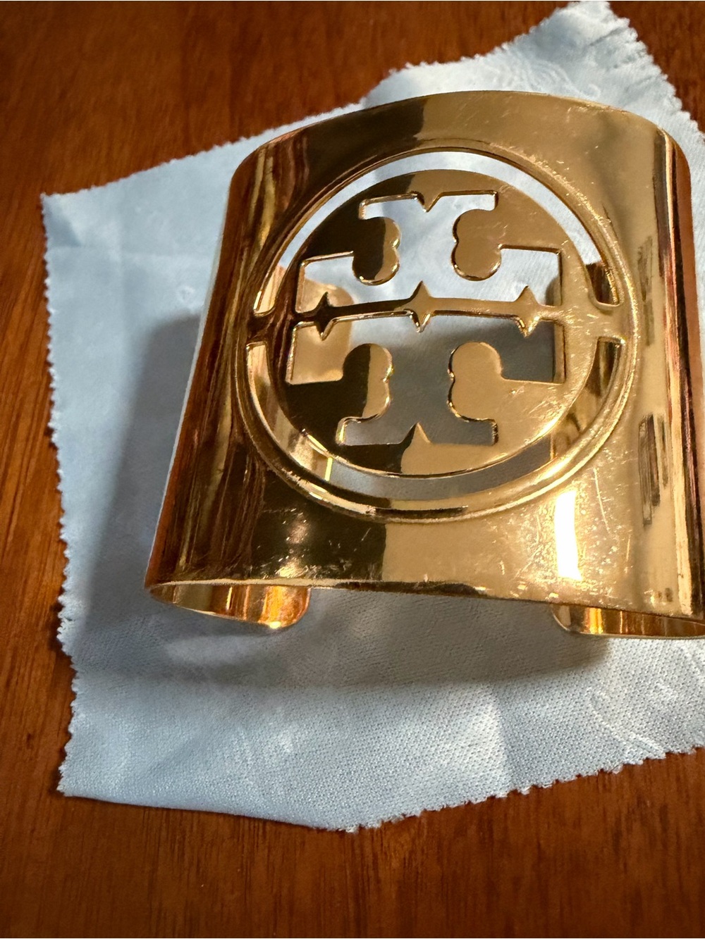 Tory Burch Polished Gold Logo Cuff